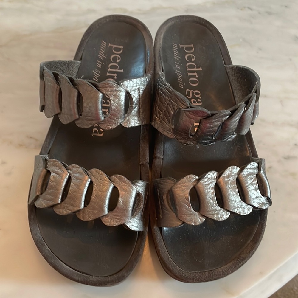 Pedro Garcia suede and leather wedge sandal